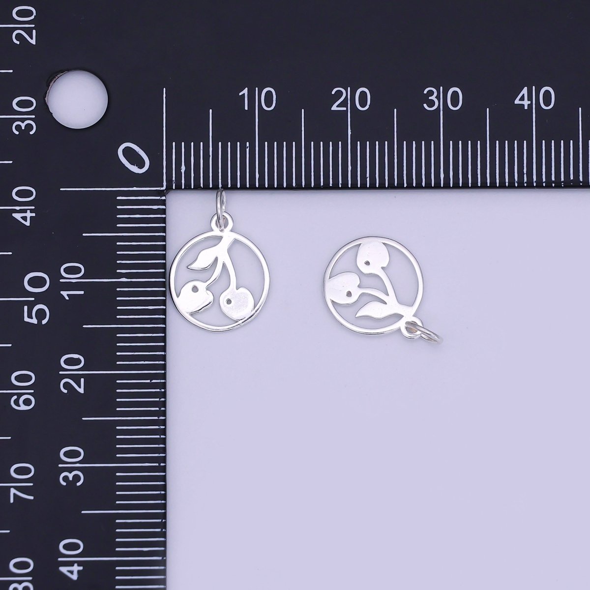 925 Sterling Silver Cherry Charm, Fruity Charm Silver Cherry Charm for Necklace Bracelet Earring, Fruit Charm SL-124