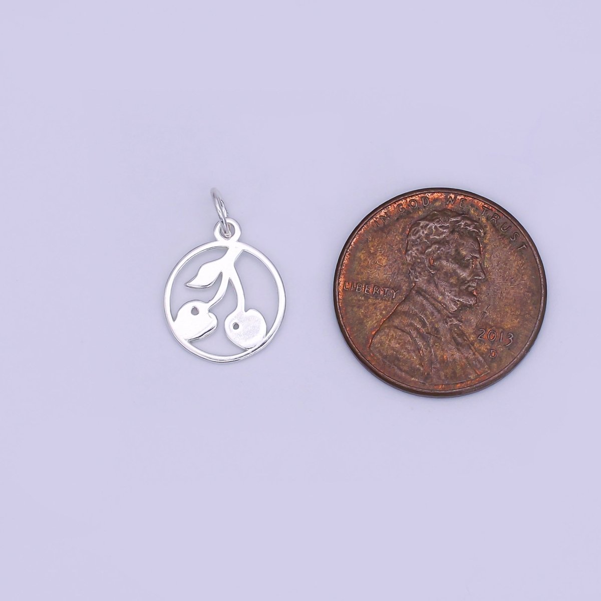 925 Sterling Silver Cherry Charm, Fruity Charm Silver Cherry Charm for Necklace Bracelet Earring, Fruit Charm SL-124