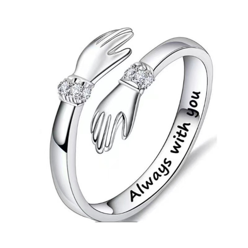 Diamond-Studded Hug Ring for Both Hands
