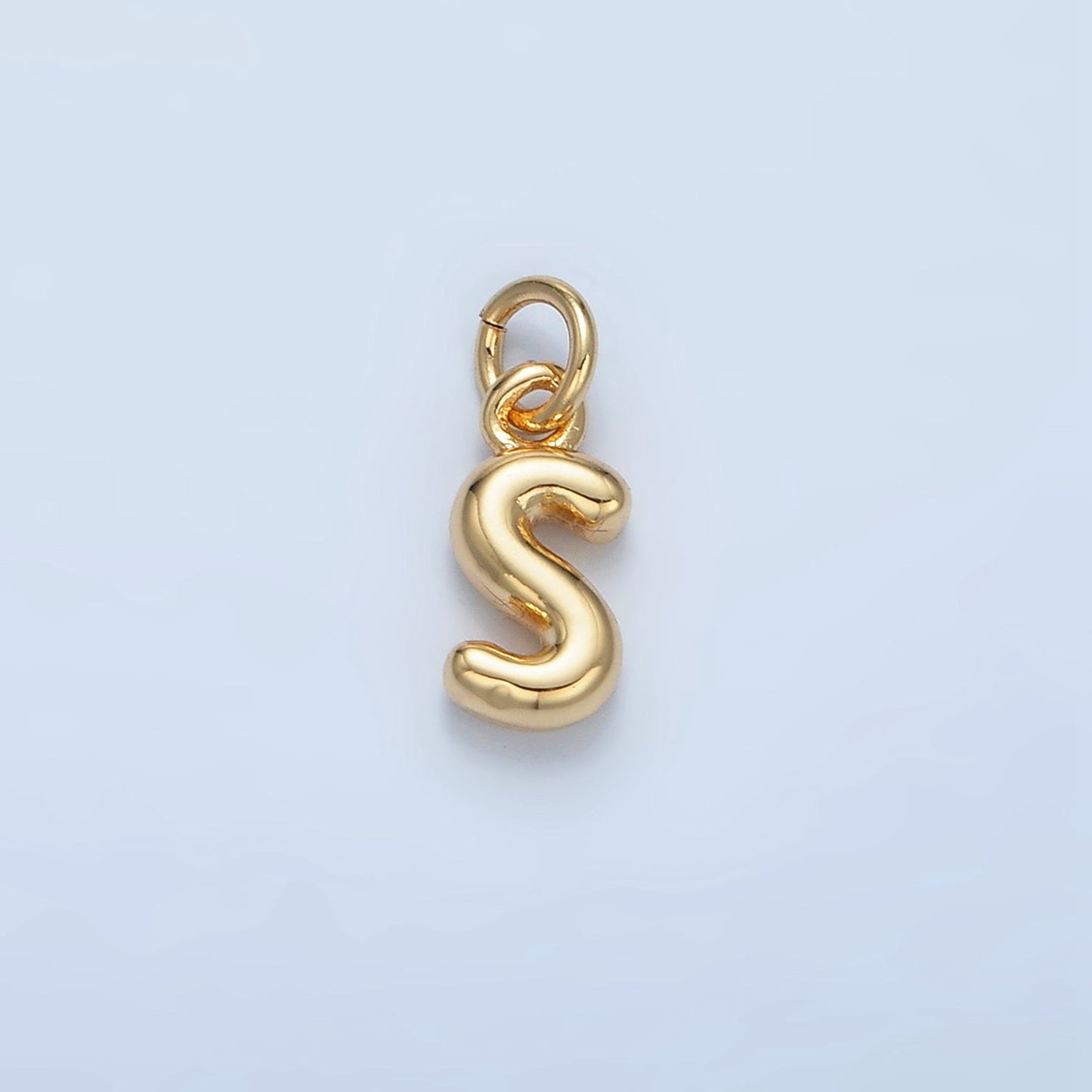 16K Gold Filled 10mm Initial Letter Chubby Balloon Mini Charm | A1591 - A1603