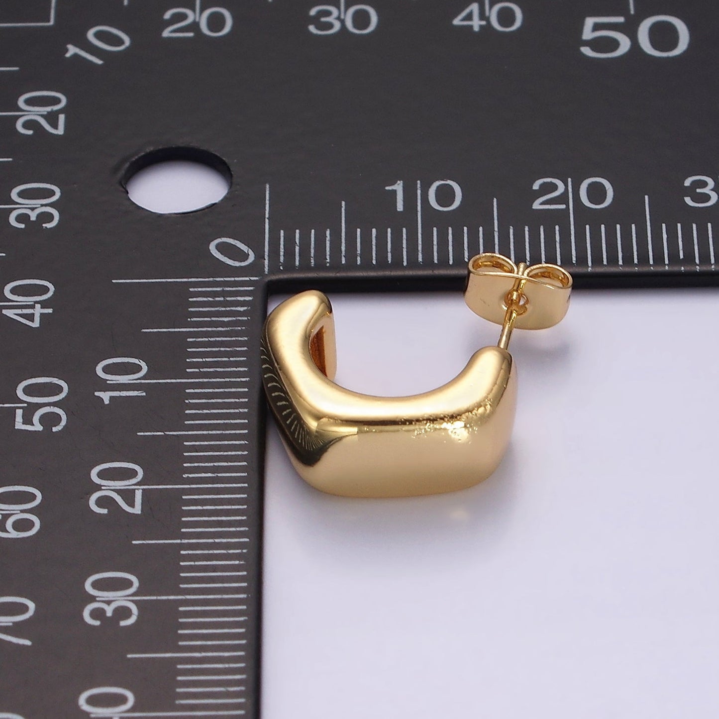 14K Gold Filled 15mm Hexagonal Modern Statement C-Shaped Hoop Kylie Earrings | AE950