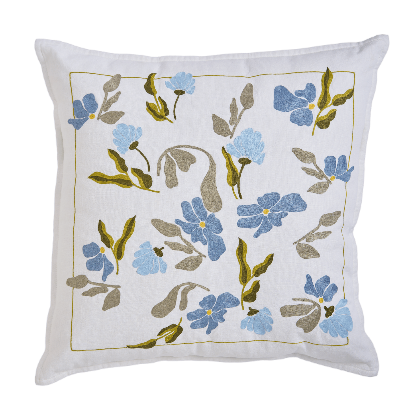 Hand Embroidered  Bouquet Pillow Cover 20" x 20"