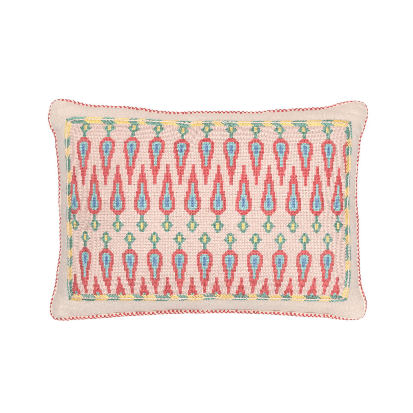 Hand Embroidered Cross-Stitch Pillow Cover 14" x 20"