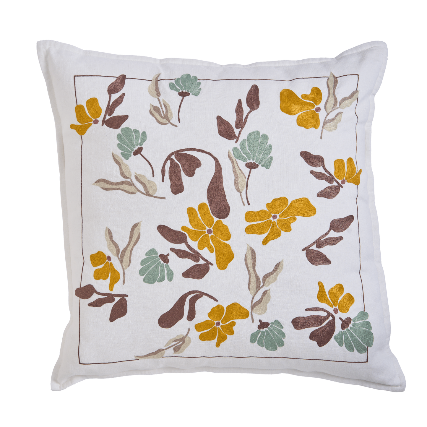 Hand Embroidered  Bouquet Pillow Cover 20" x 20"