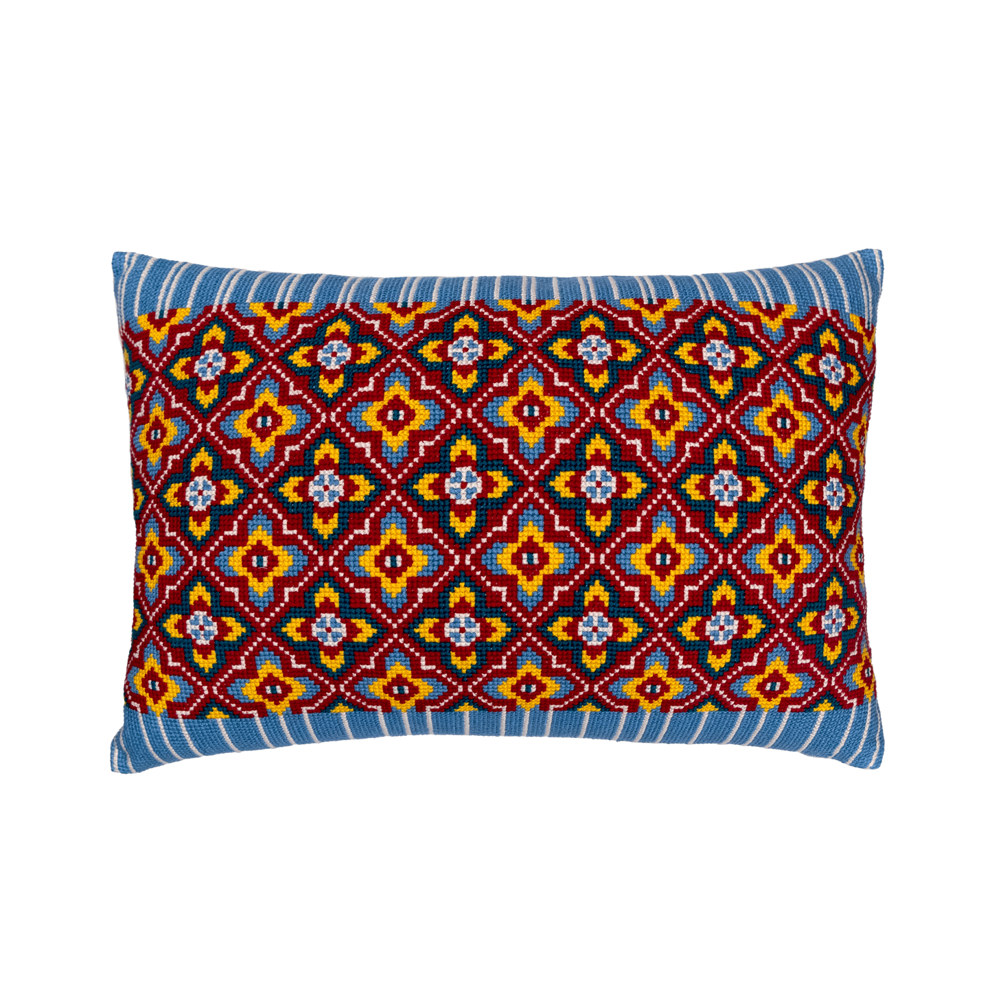 Hand Embroidered Cross-Stitch Pillow Cover 14" x 20"
