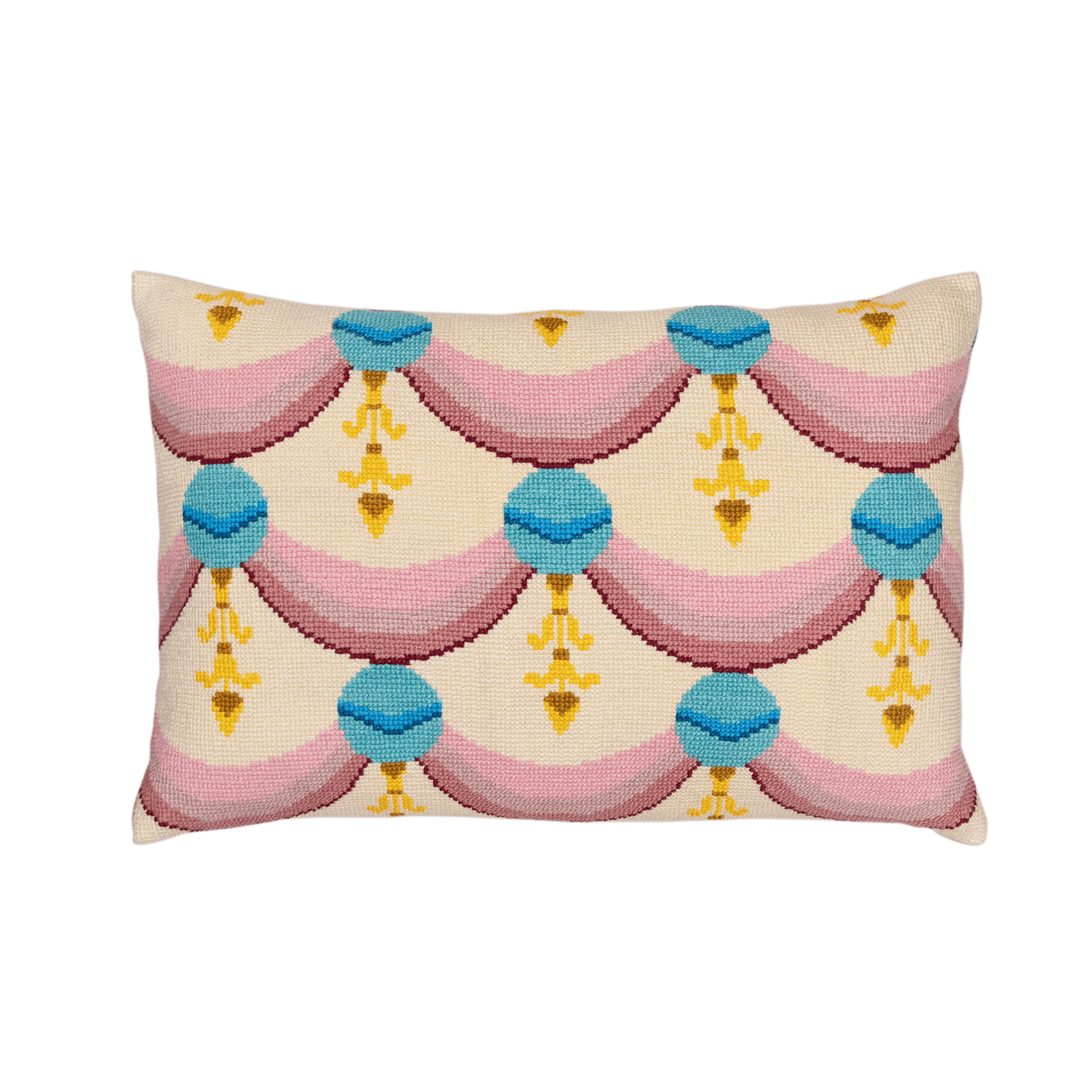 Hand Embroidered Cross-Stitch Pillow Cover 14" x 20"