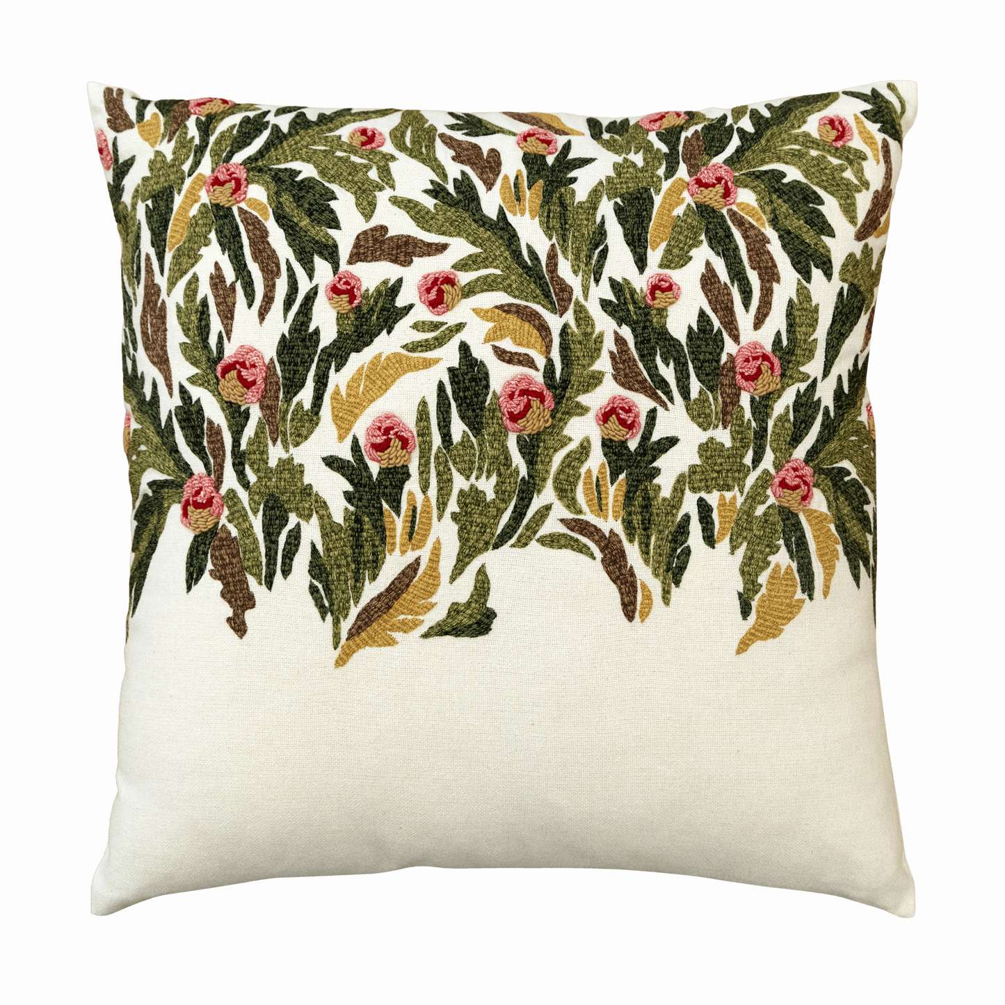 Hand Embroidered Tapestry Silk Pillow Cover 20" x 20"