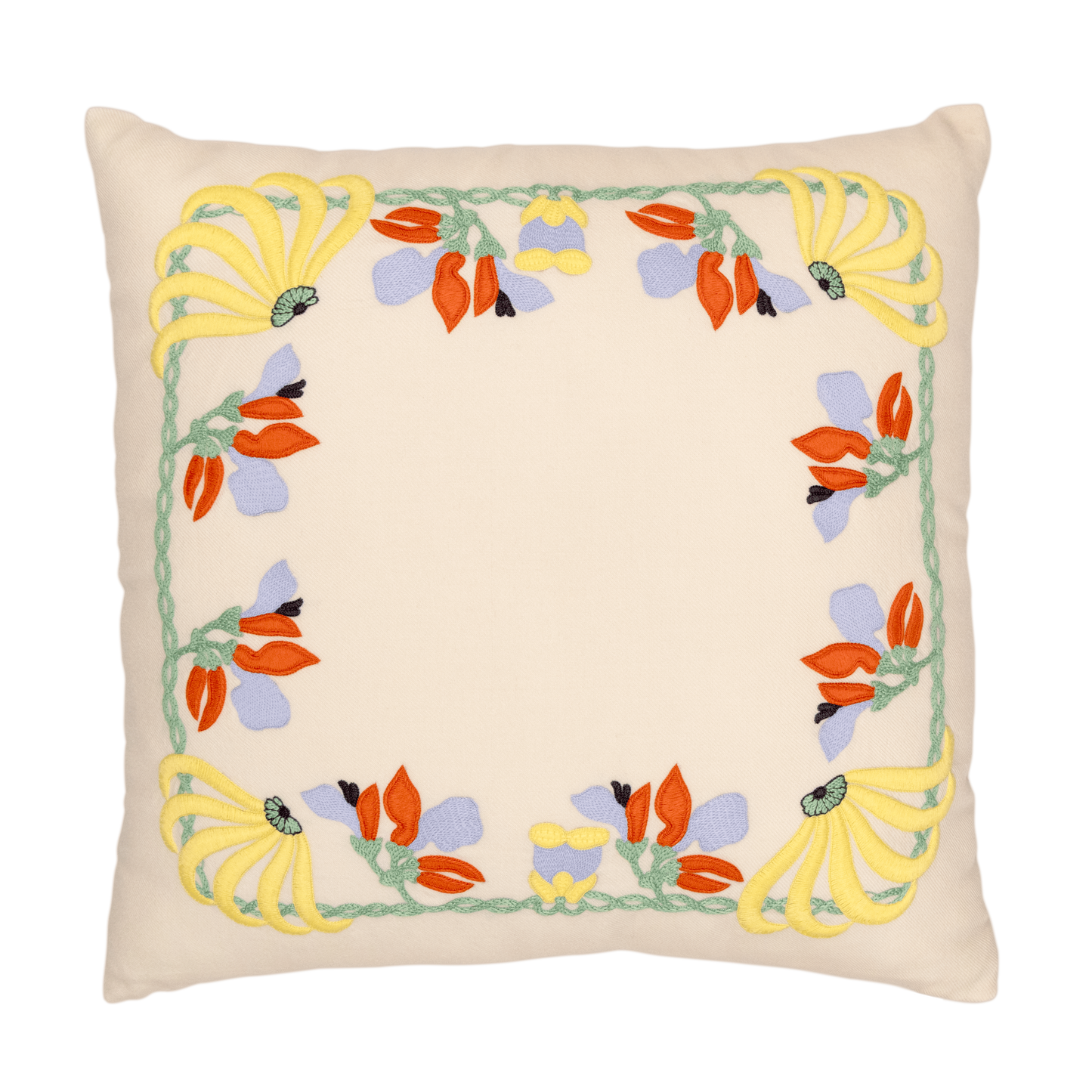 Hand Embroidered Merino Wool Pillow Cover 20" x 20"