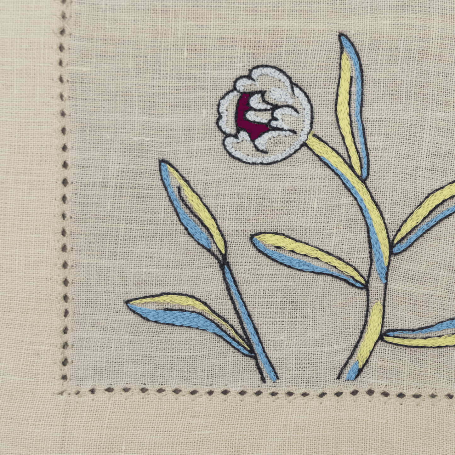 Hand Embroidered Floral Fresco Placemats 14" × 18" (Set of 4)