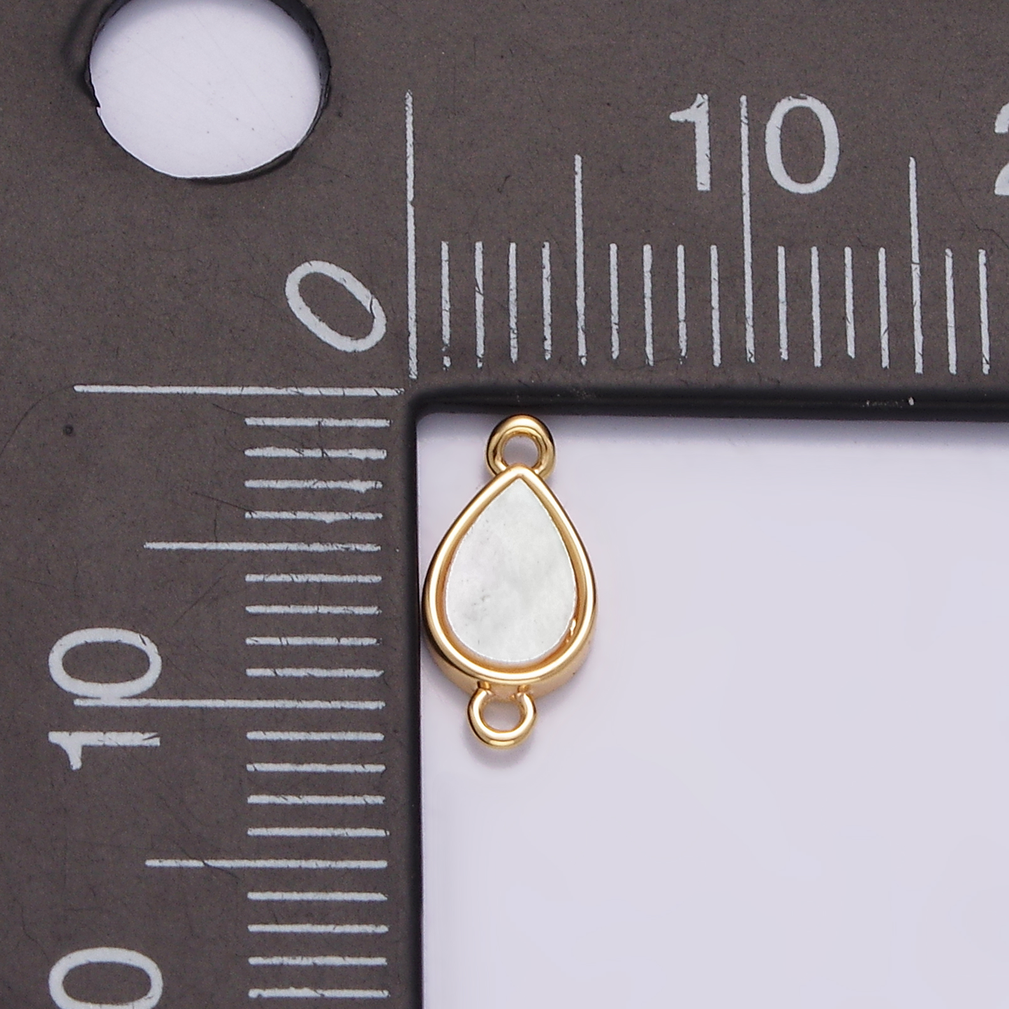 Gold Filled 10.5mm Sideway Teardrop Shell Pearl Minimalist Bezel Connector G-695