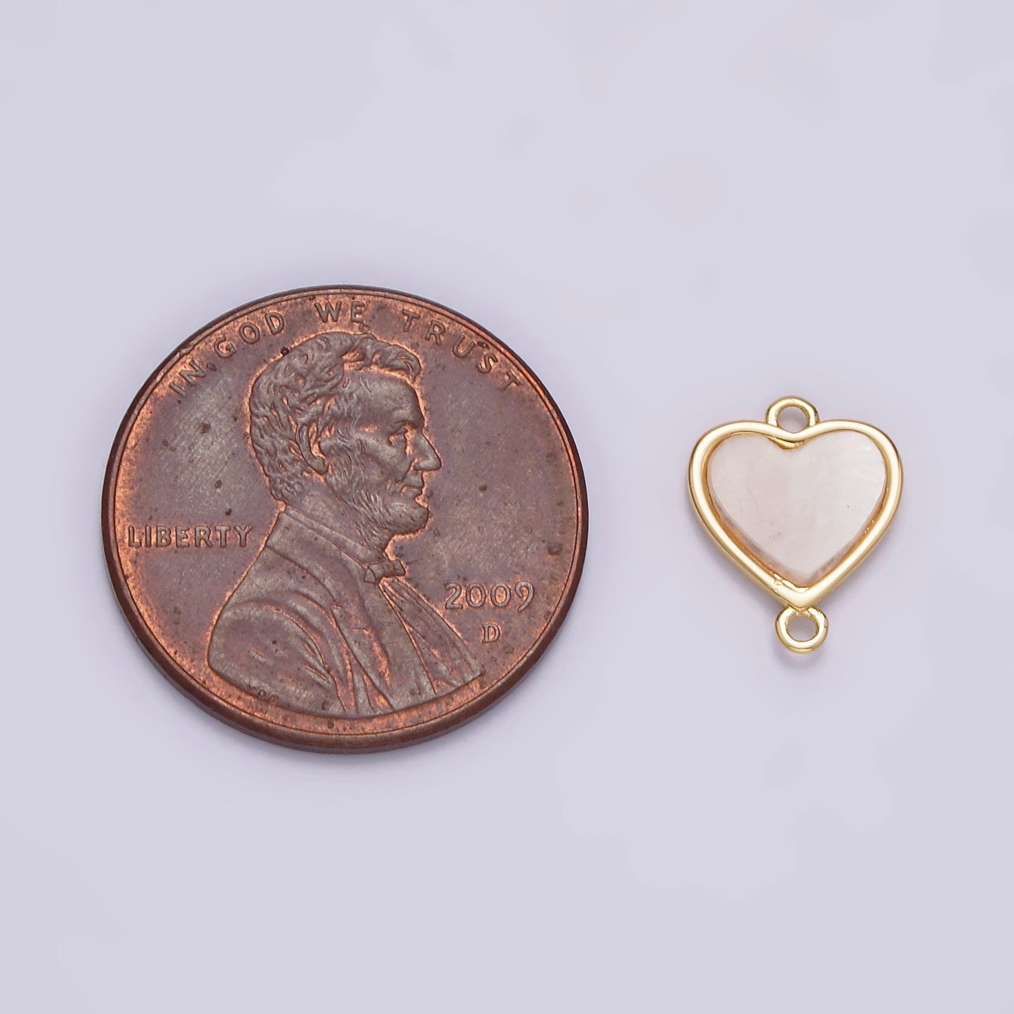 Gold Filled 10.5mm Sideway Heart Shell Pearl Minimalist Bezel Connector G-702