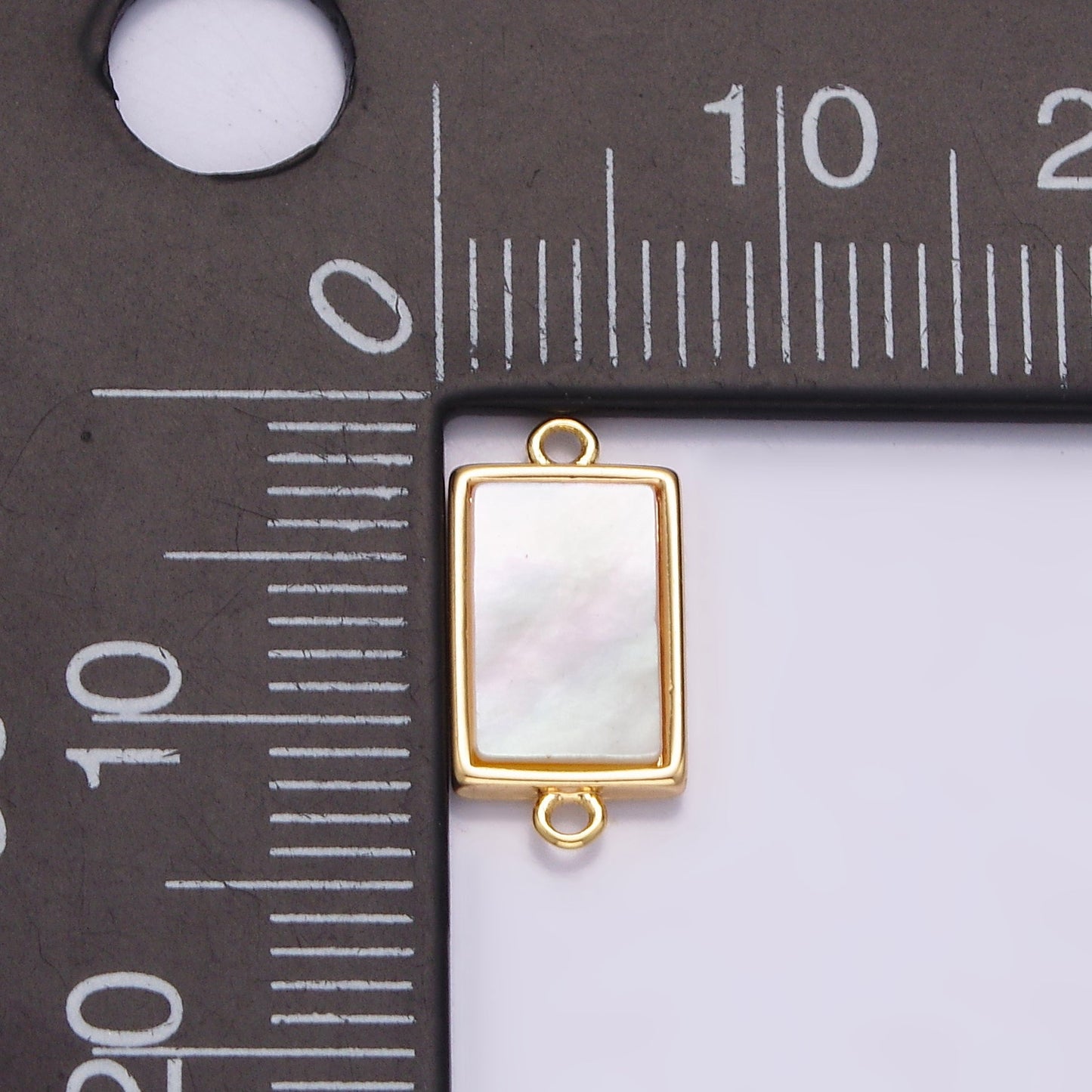 Gold Filled 13.3mm Rectangular Bar Shell Pearl Minimalist Bezel Connector G-703
