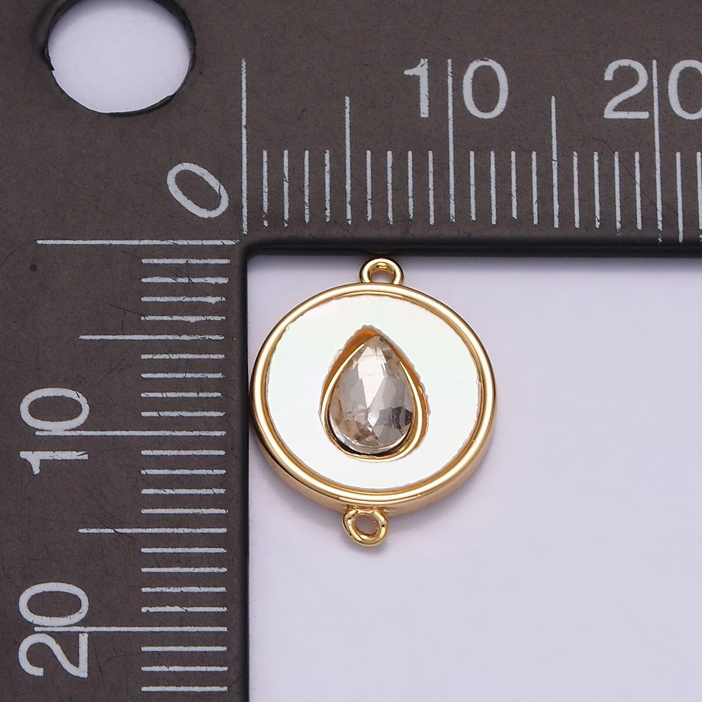 Gold Filled 11.5mm Sideway Clear Teardrop Shell Pearl Round Connector G-706