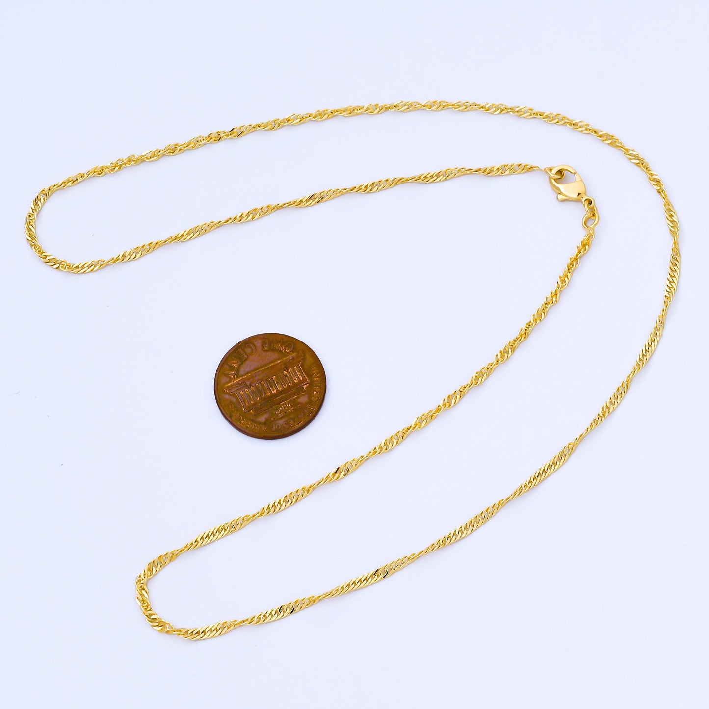 14k Gold Filled Singapore Twist Chain Necklace, Gold Filled Rope Chain Necklace Ready to Wear | WA-773 Clearance Pricing