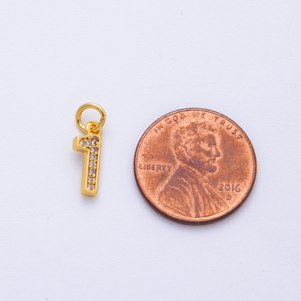 24K Gold Filled 14mm Number 0-9 Clear Micro Paved CZ Charm | N1025 - N1034