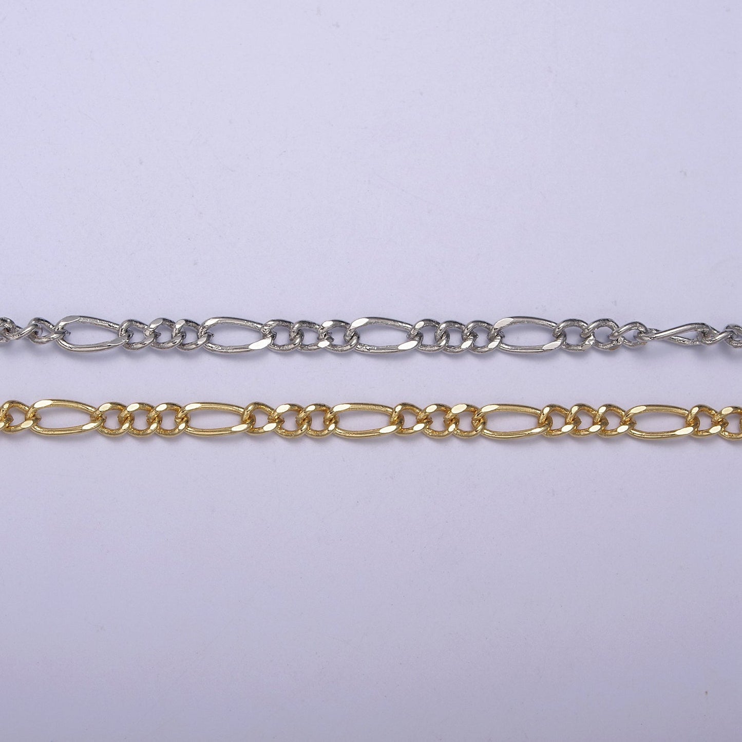 24K Gold Filled Gold Silver Figaro Unfinished Chain, Dainty Figaro Wholesale Chain by Yard For Jewelry Making Supply Component | ROLL-631, ROLL-632 Clearance Pricing