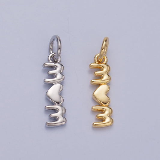 24K Gold Filled "MOM" Heart Script Charm in Gold & Silver | W789