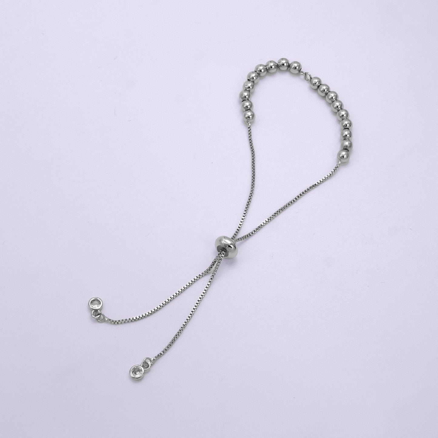 14K Gold Filled 4mm Beaded Bubble Box Chain Slider Bracelet Finding in Gold & Silver | L470 L469