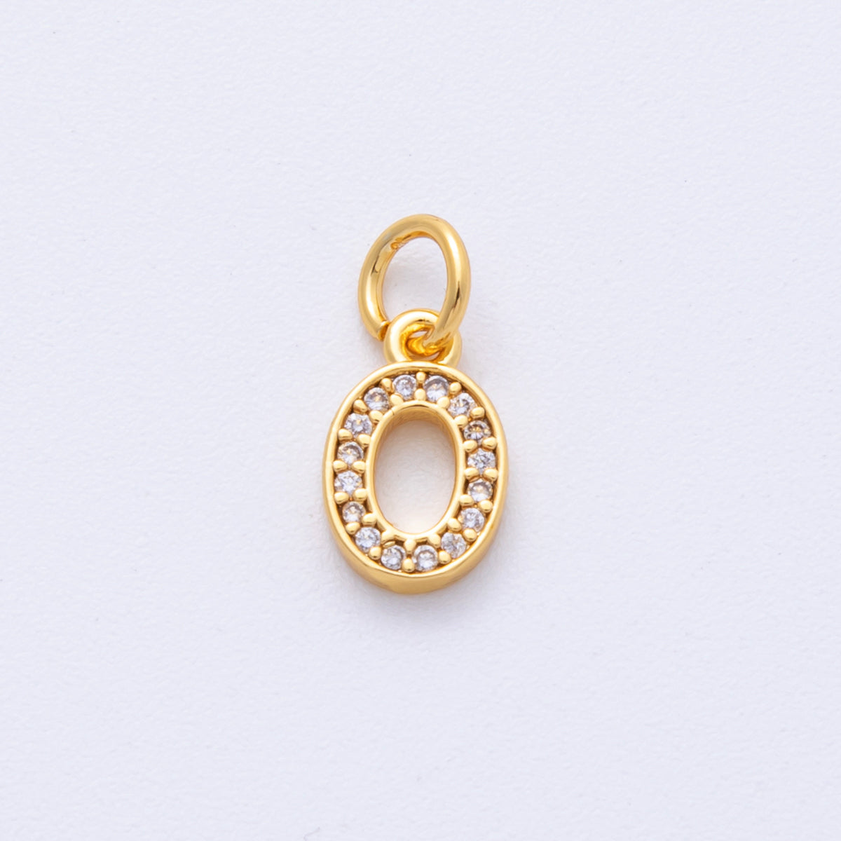 24K Gold Filled 14mm Number 0-9 Clear Micro Paved CZ Charm | N1025 - N1034