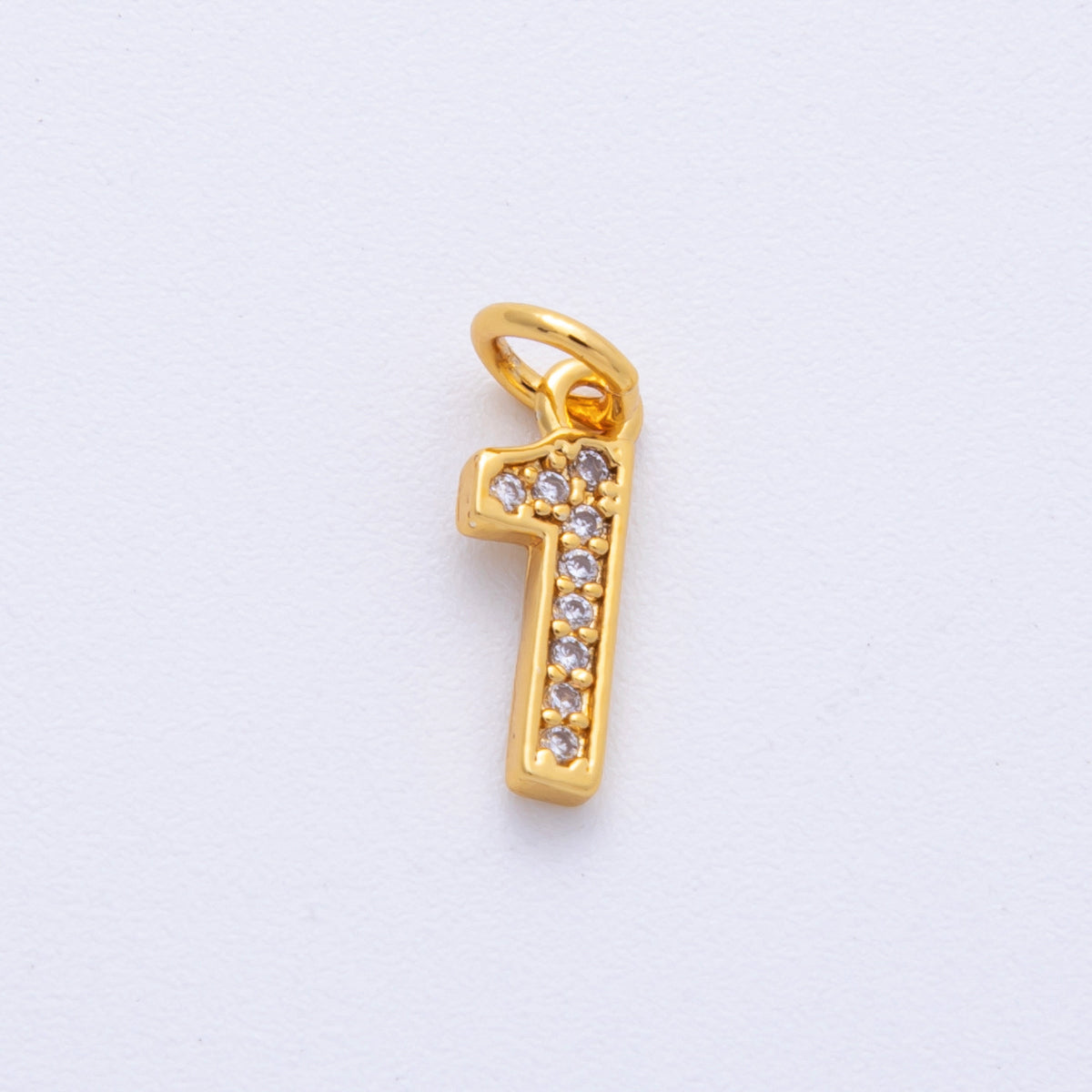 24K Gold Filled 14mm Number 0-9 Clear Micro Paved CZ Charm | N1025 - N1034