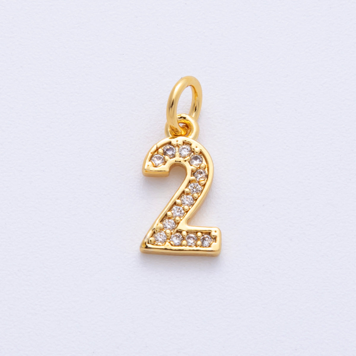 24K Gold Filled 14mm Number 0-9 Clear Micro Paved CZ Charm | N1025 - N1034