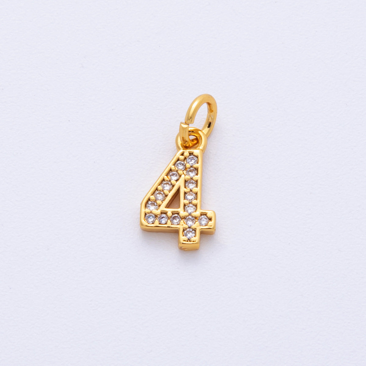 24K Gold Filled 14mm Number 0-9 Clear Micro Paved CZ Charm | N1025 - N1034