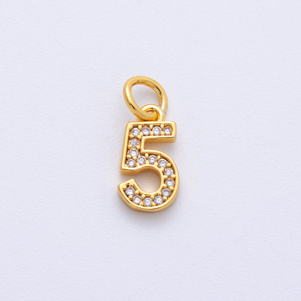 24K Gold Filled 14mm Number 0-9 Clear Micro Paved CZ Charm | N1025 - N1034