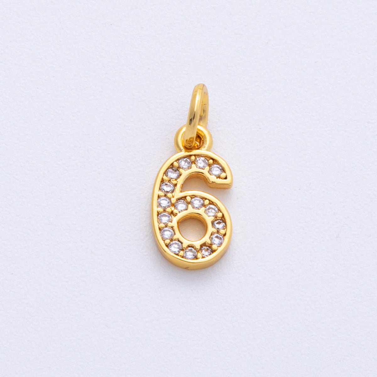24K Gold Filled 14mm Number 0-9 Clear Micro Paved CZ Charm | N1025 - N1034