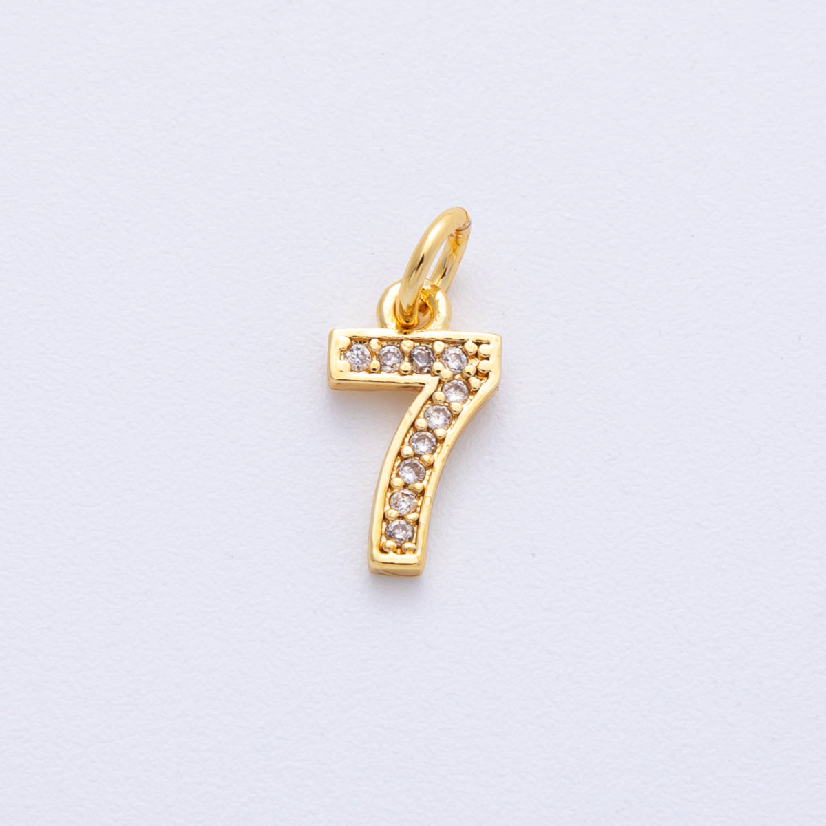 24K Gold Filled 14mm Number 0-9 Clear Micro Paved CZ Charm | N1025 - N1034
