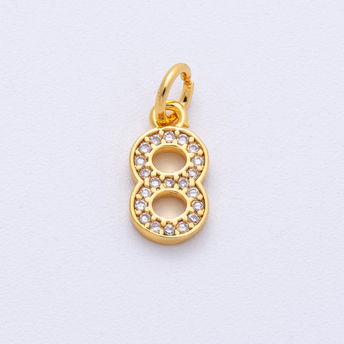 24K Gold Filled 14mm Number 0-9 Clear Micro Paved CZ Charm | N1025 - N1034