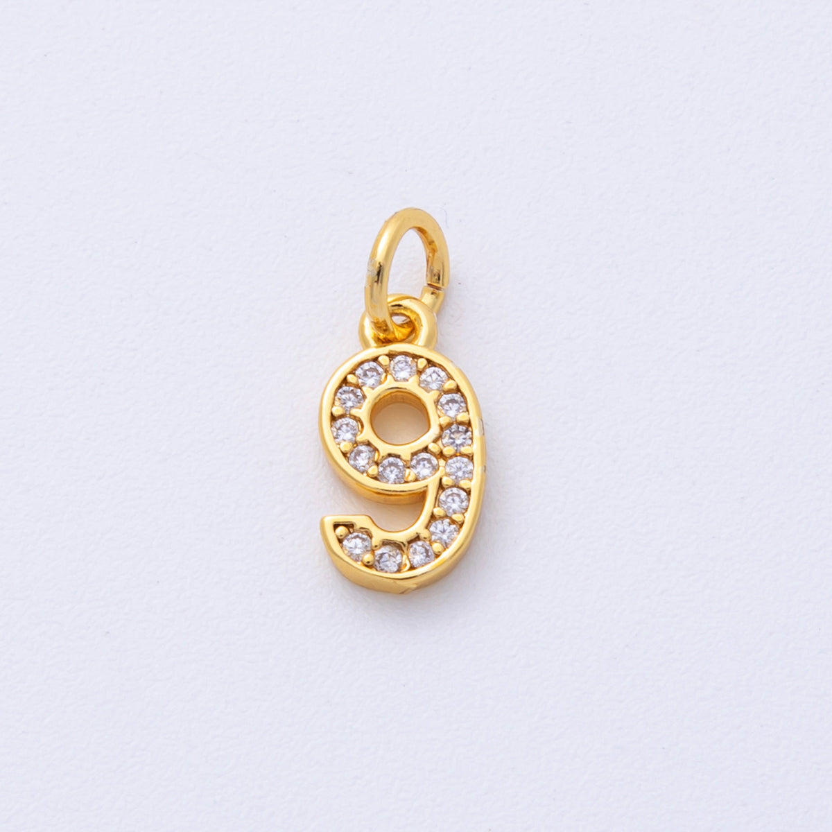 24K Gold Filled 14mm Number 0-9 Clear Micro Paved CZ Charm | N1025 - N1034