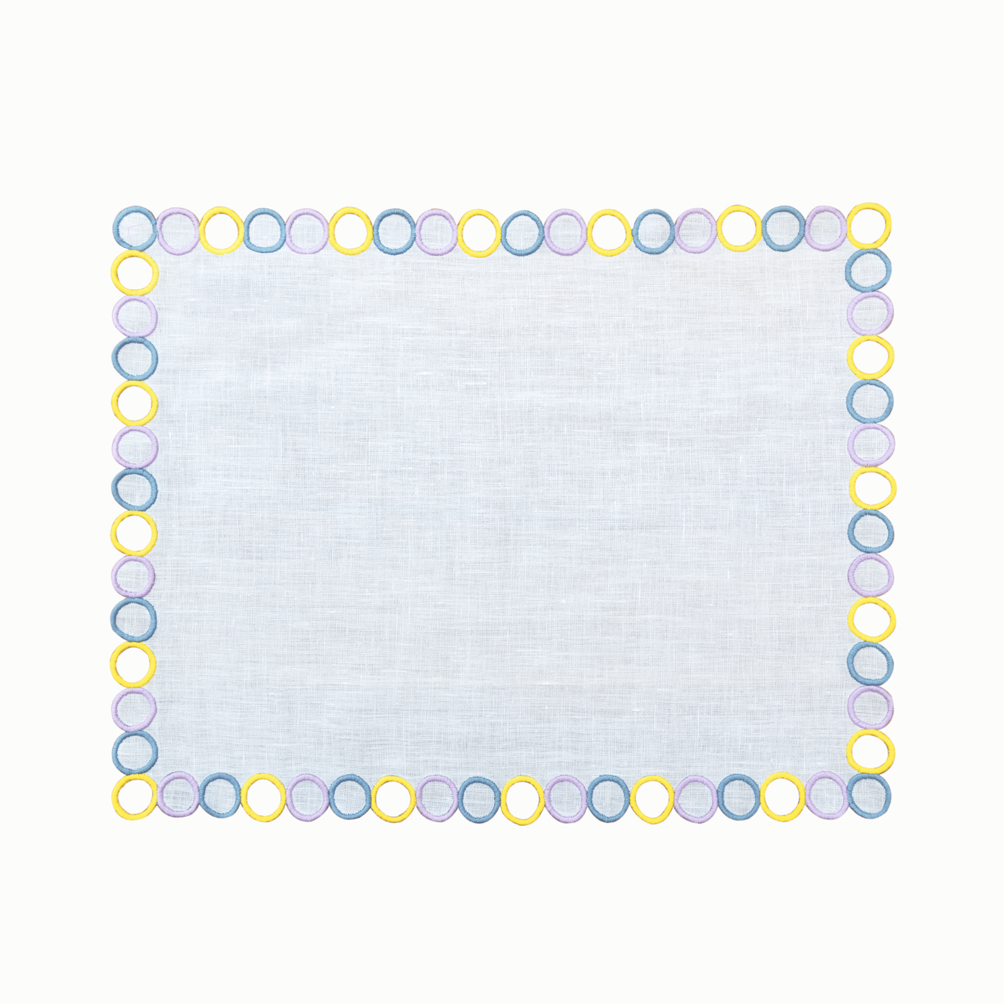 Hand Embroidered Circular Elegance Placemats 14" × 18" (Set of 4)