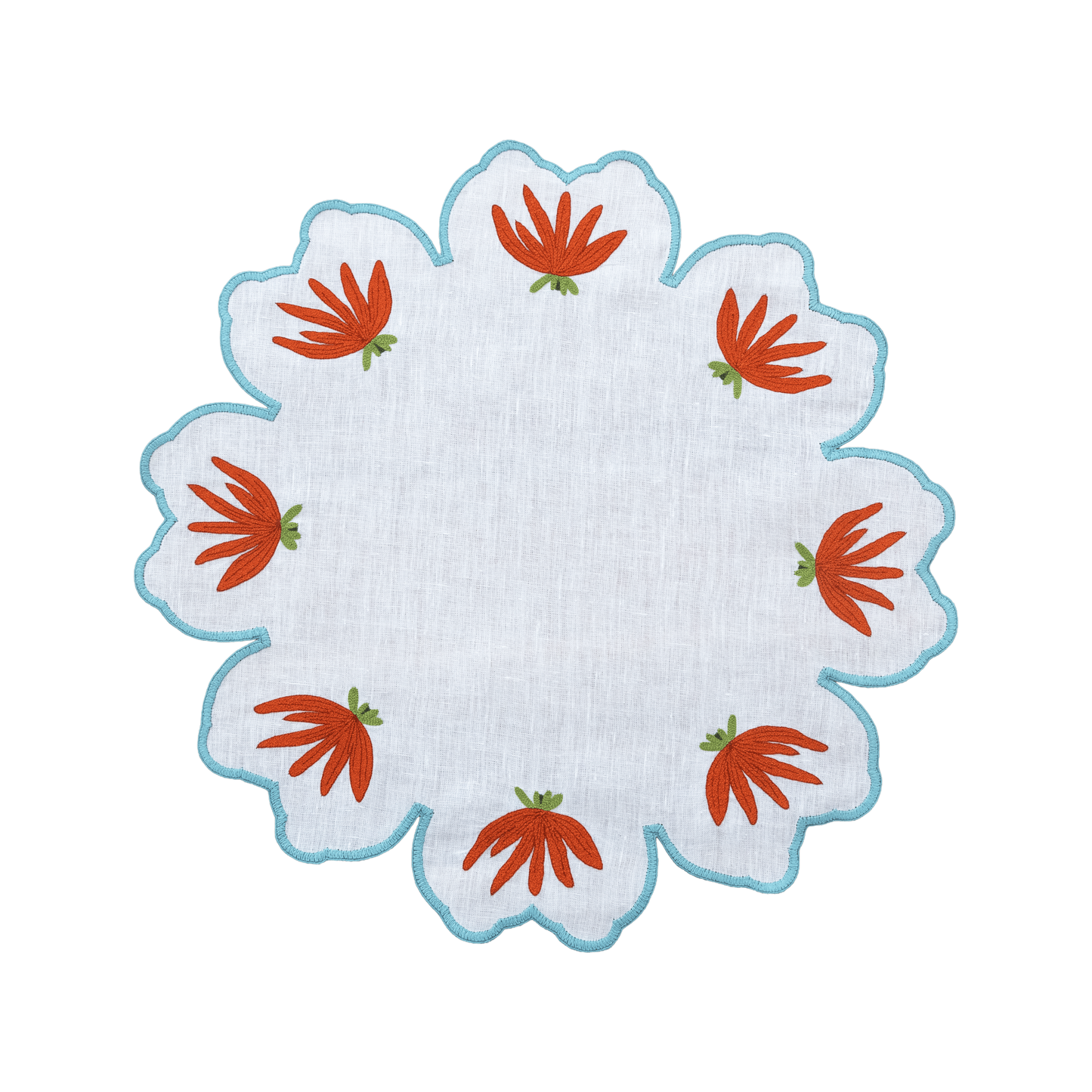 Hand Embroidered Heirloom Petals Placemats 16" round (Set of 4)