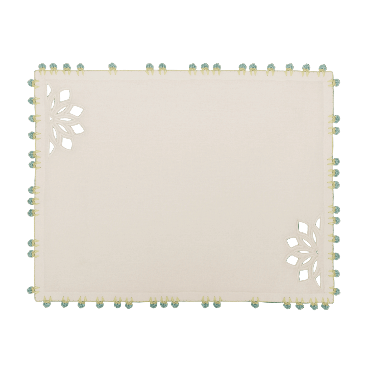 Hand Embroidered & Crochet Placemats 14" × 18" (Set of 4)