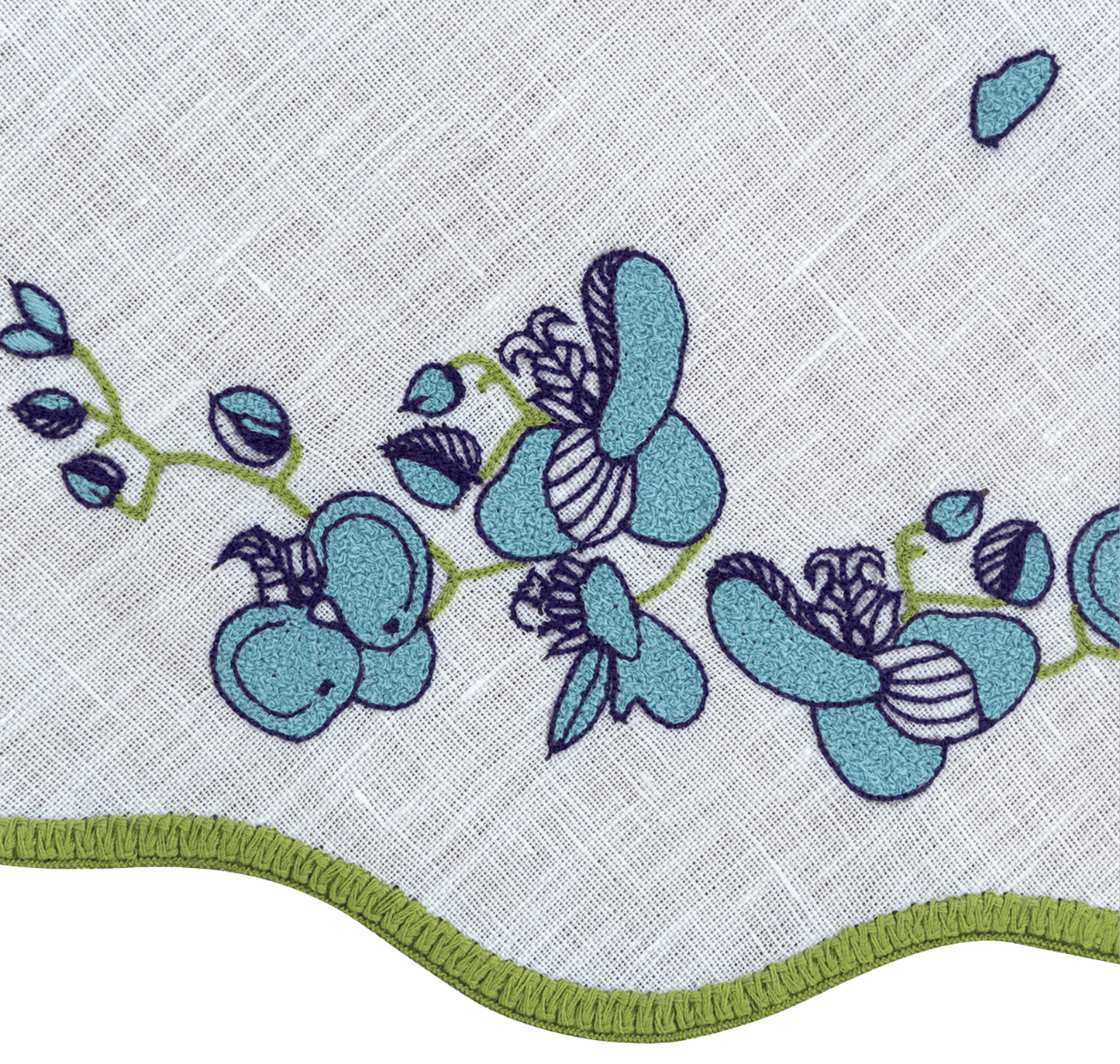 Hand Embroidered Vintage Floral Placemats 16" round (Set of 4)