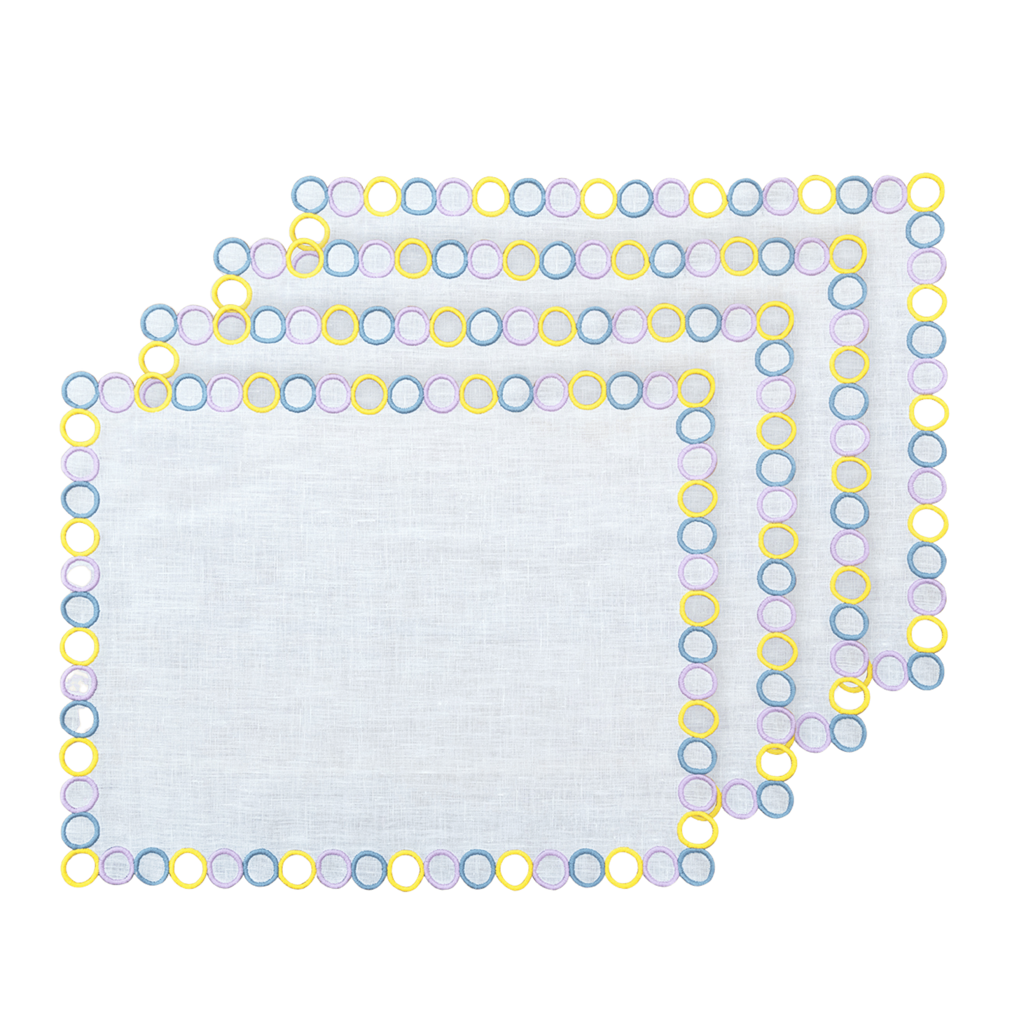 Hand Embroidered Circular Elegance Placemats 14" × 18" (Set of 4)