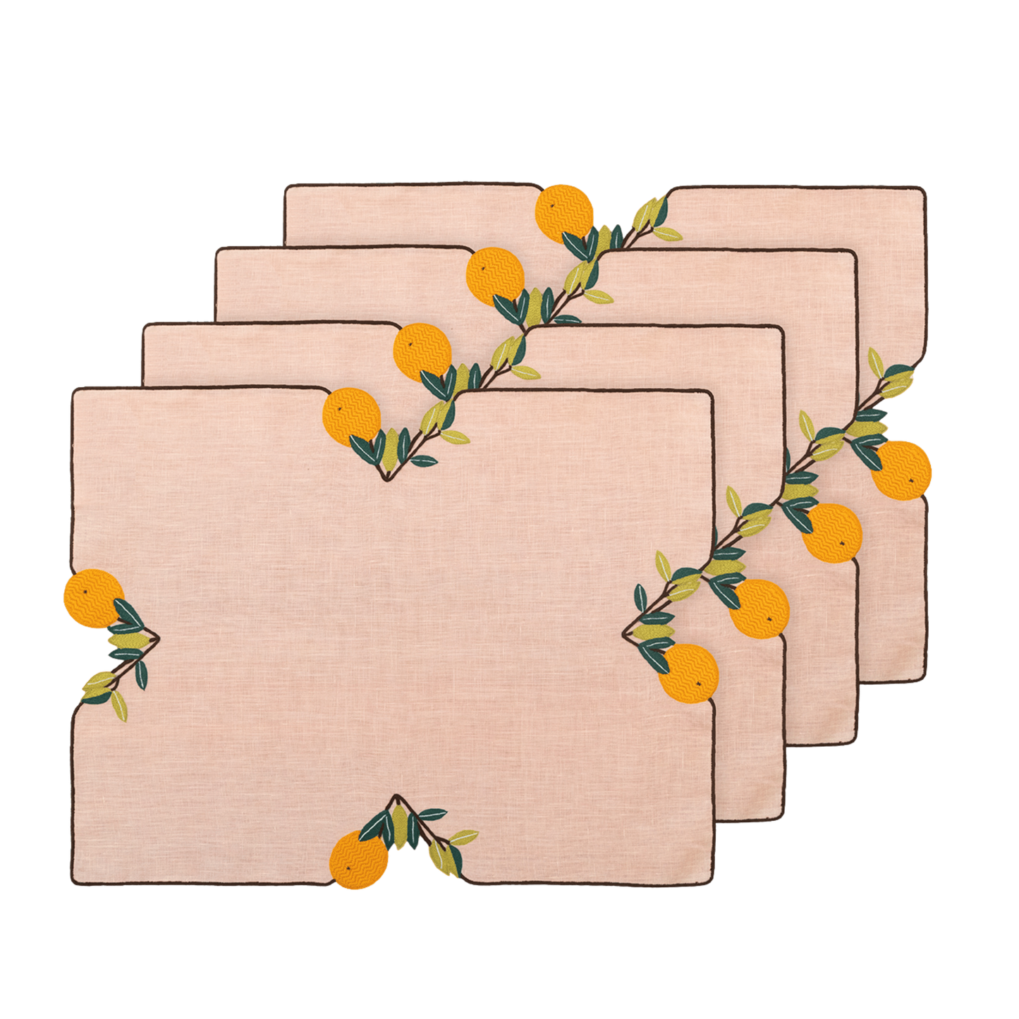Hand Embroidered Farm To Table Placemats 14" × 18" (Set of 4)