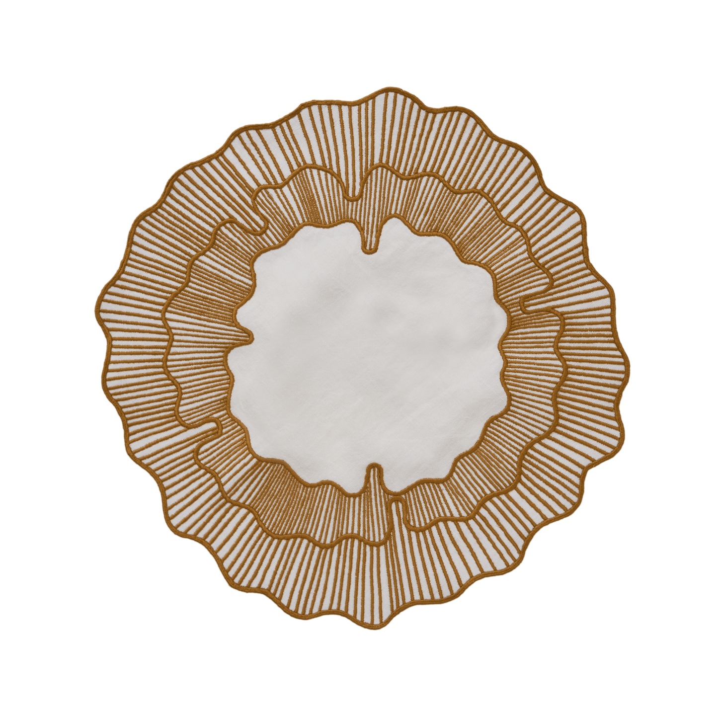Hand Embroidered Circular Elegance Placemats 16.5" round (Set of 4)