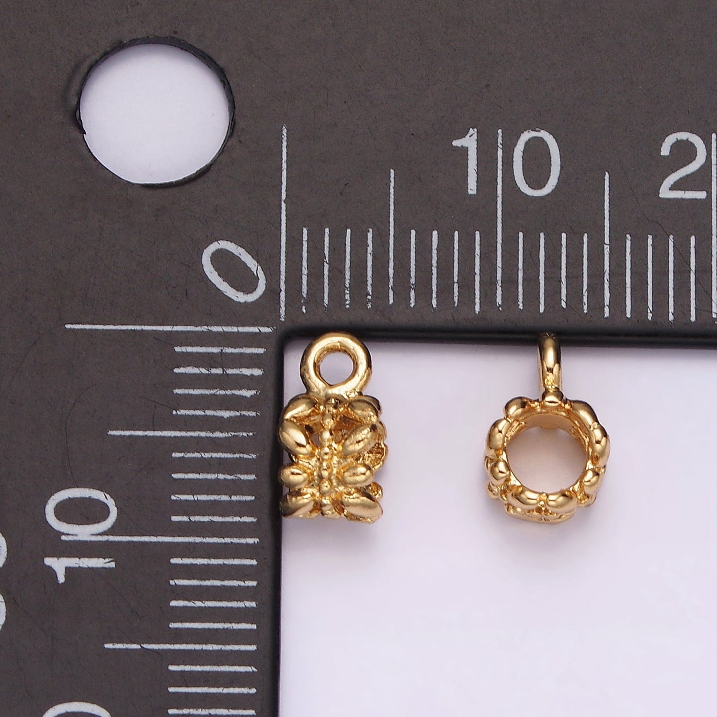 14K Gold Filled Puffed Leaf Beaded Open Round Bail Jewelry Finding Supply | Z649
