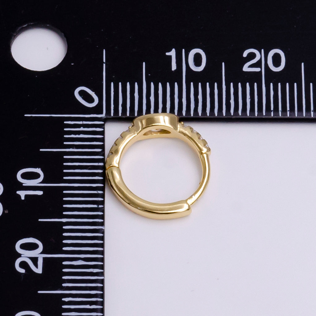 16K Gold Filled Oval Micro Paved CZ 13mm Cartilage Huggie Earring in Gold & Silver | AE777 AE778