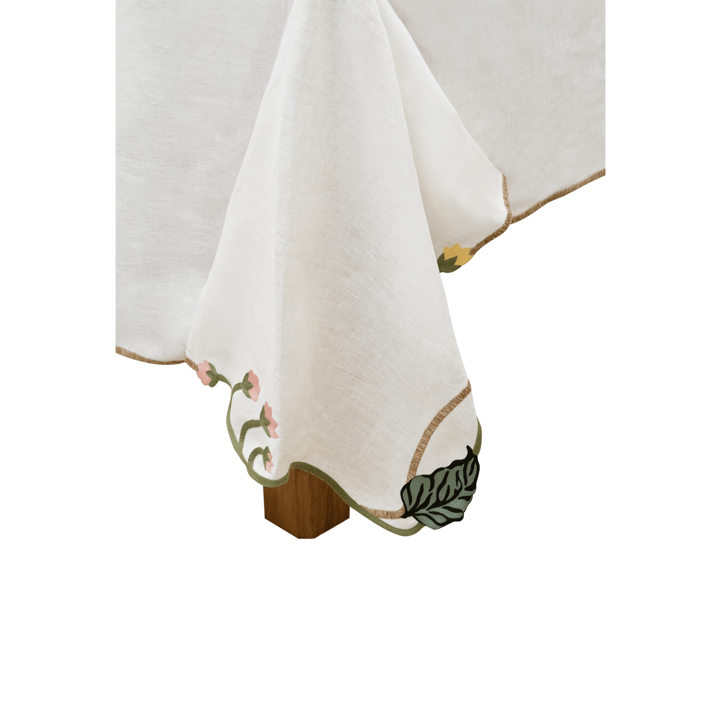 Hand Embroidered Climbing Rose Tablecloth 120" x 80"