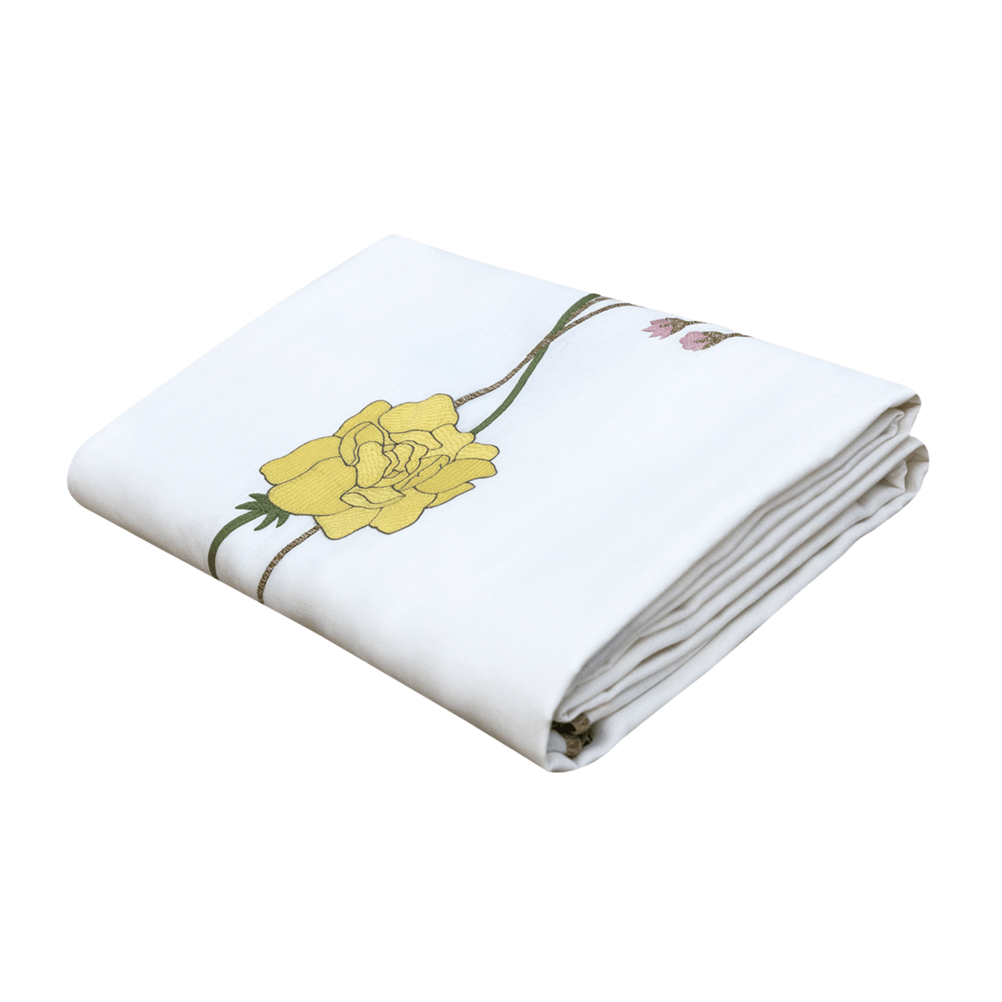 Hand Embroidered Climbing Rose Tablecloth 120" x 80"
