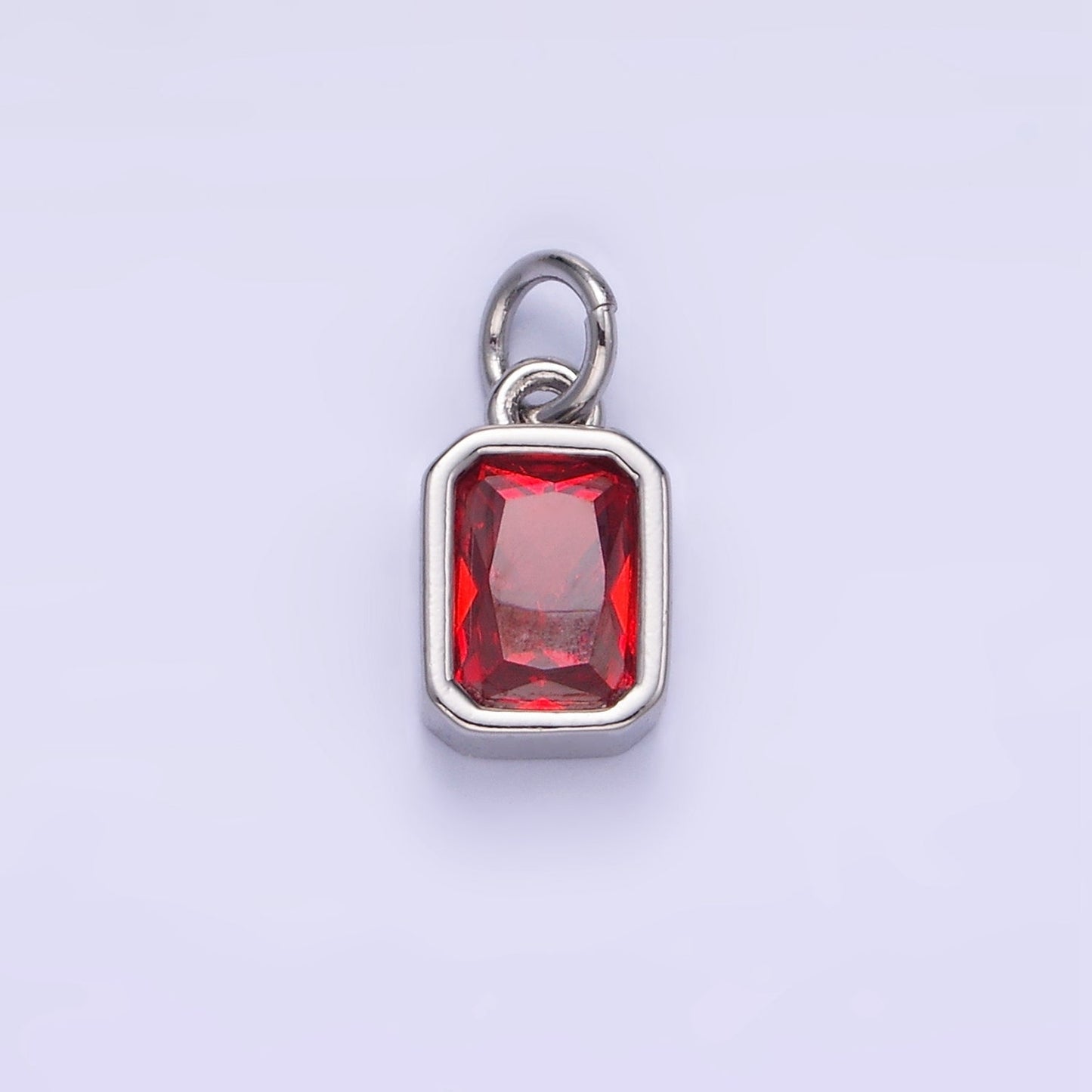 14K Gold Filled Birthstone CZ Baguette Bezel Charm in Gold & Silver | W721 - W728