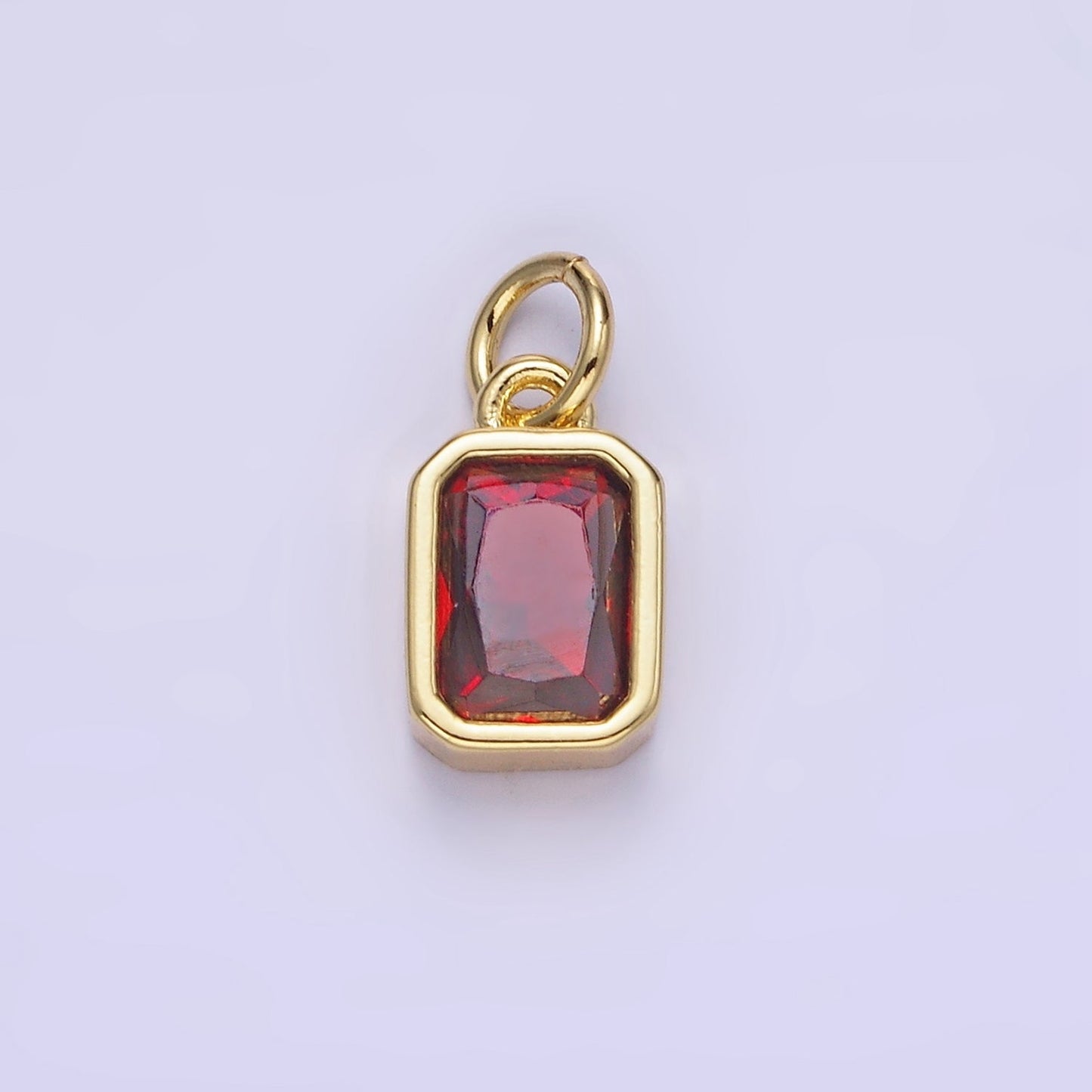 14K Gold Filled Birthstone CZ Baguette Bezel Charm in Gold & Silver | W721 - W728