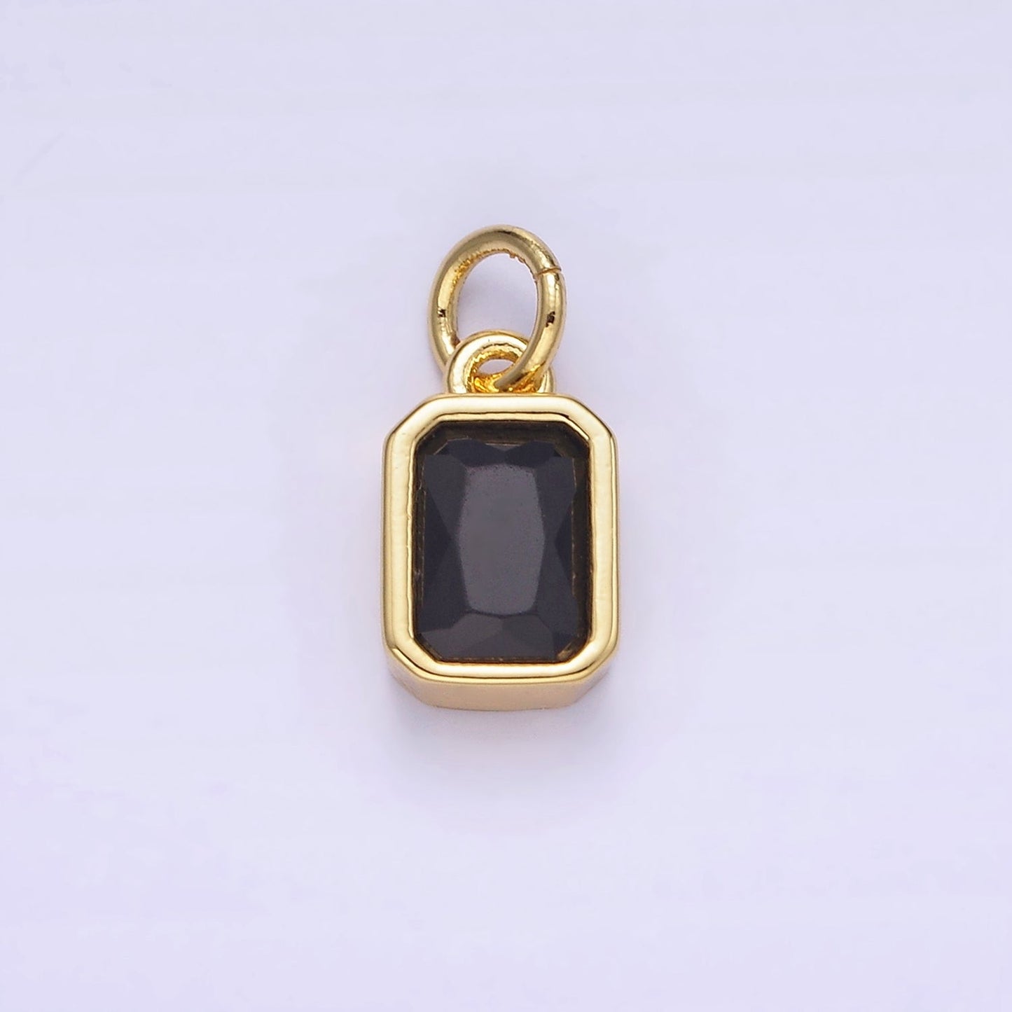 14K Gold Filled Birthstone CZ Baguette Bezel Charm in Gold & Silver | W721 - W728