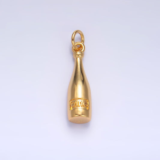 24K Gold Filled "Wine" Bottle Alcoholic Drink Mini Charm | X863