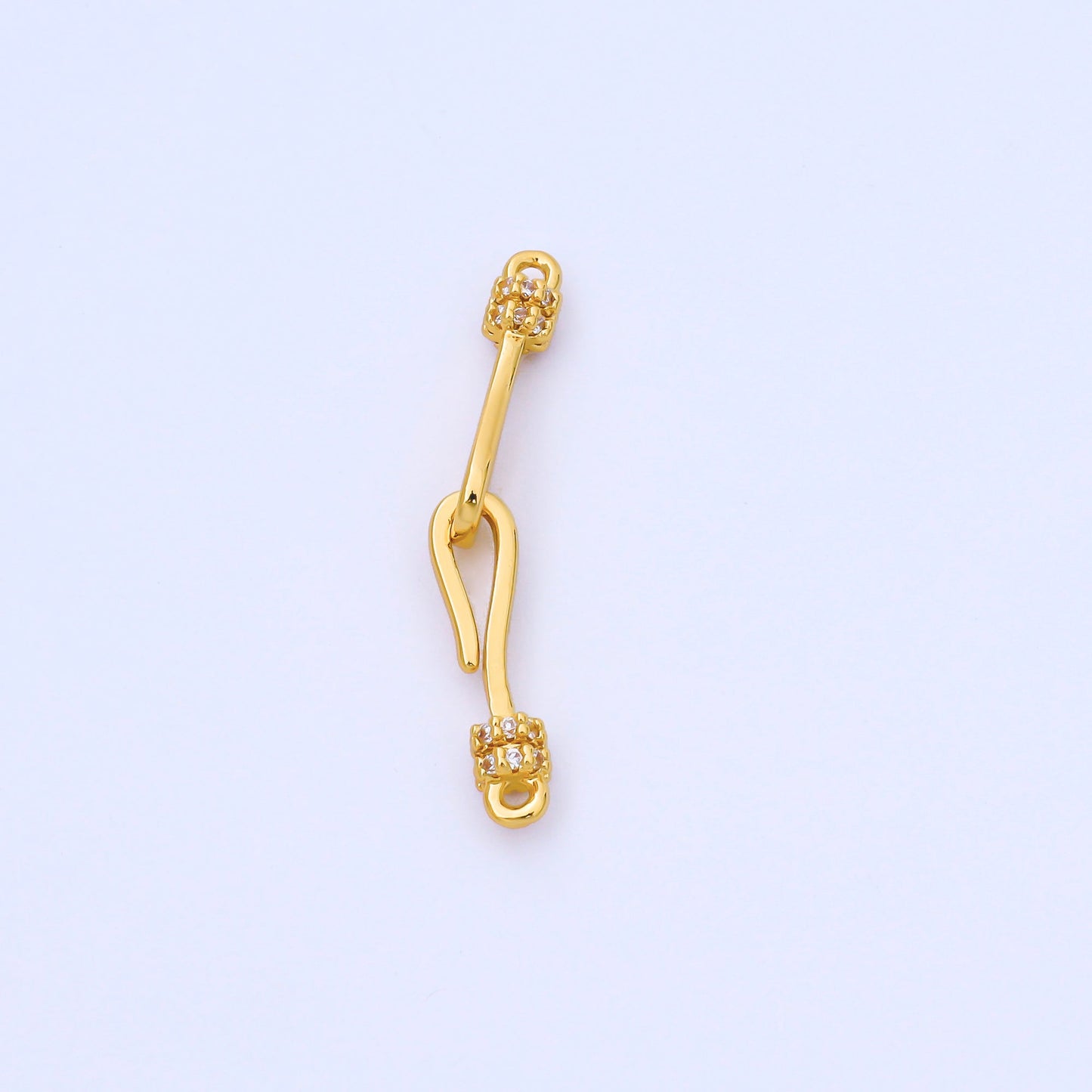 14K Gold Filled 30mm Hook Loop Micro Paved CZ Connector Jewelry Findings Supply | Z660