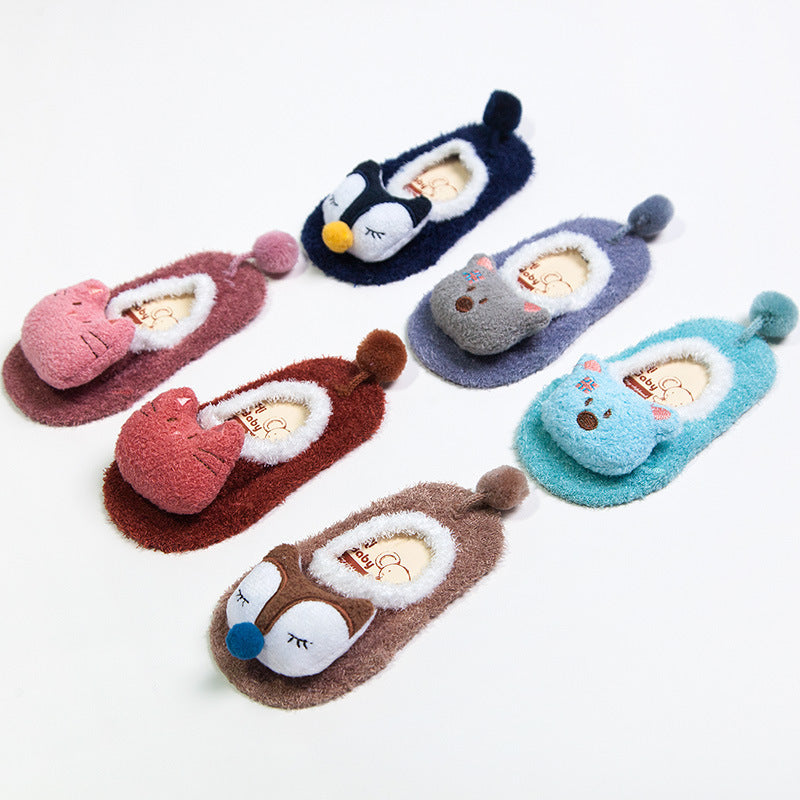 Cute Cartoon Feather Non-Slip Baby Socks for Kids