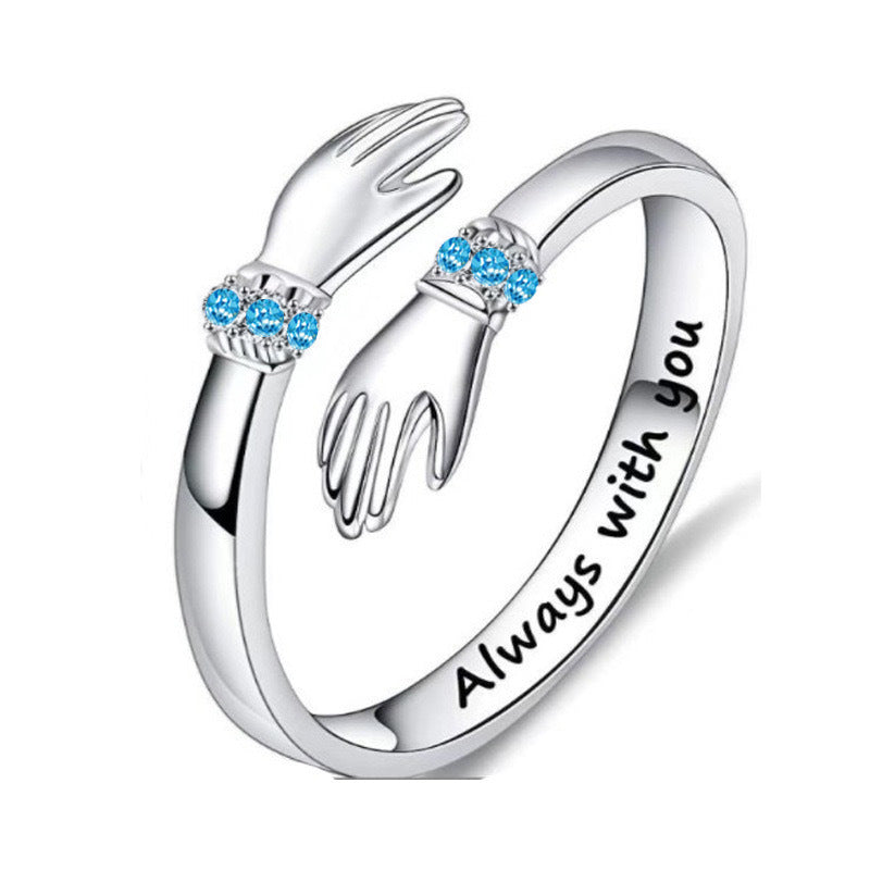 Diamond-Studded Hug Ring for Both Hands