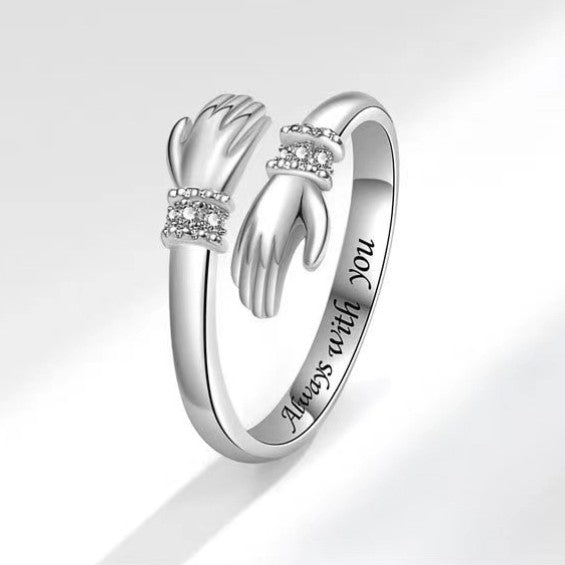 Diamond-Studded Hug Ring for Both Hands